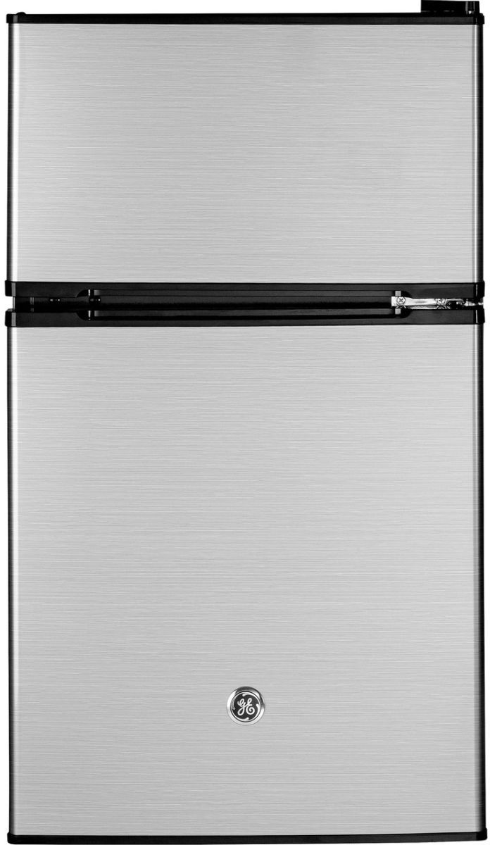 GE® 19" 3.1 Cu. Ft. CleanSteel® Double-Door Compact Refrigerator