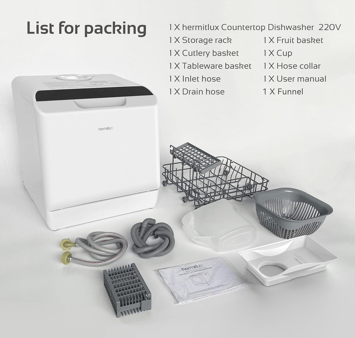 Table Top Dishwasher 5 Place Settings 5L Tank 6 Programs White
