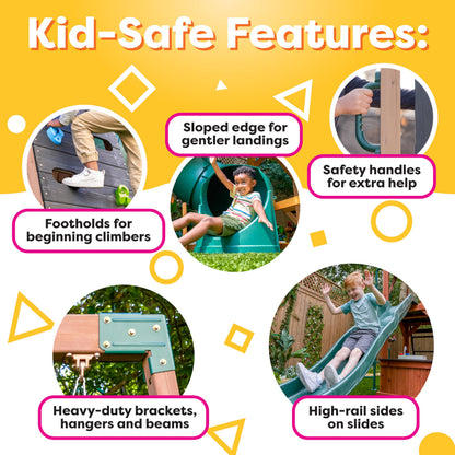 KidKraft Sterling Falls Wooden Swing Set/Playset with Clubhouse, Mailbox, Slide and Play Kitchen