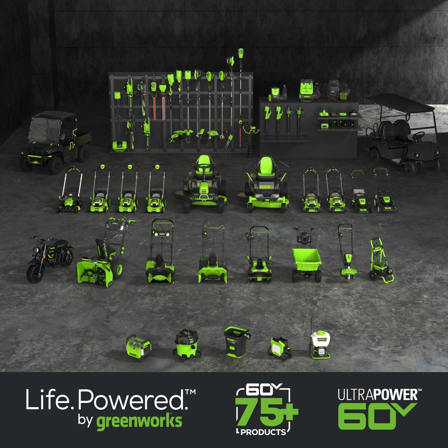 Greenworks 60V 42” Cordless Electric CrossoverT Riding Mower, (4) 8.0Ah Batteries and (2) Dual Port Turbo Chargers