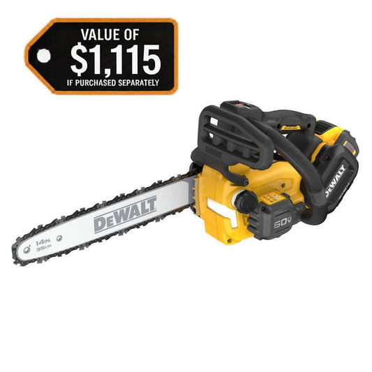 DEWALT FLEXVOLT 60V MAX 14 in. Brushless Cordless Battery Powered Top Handle Chainsaw Kit with 3.0 Ah Batteries and Charger DCCS674X2
